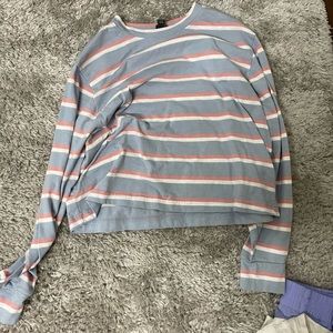 Striped long sleeve shirt from target. Light material and somewhat cropped.